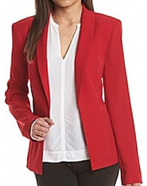Calvin Klein Fire Womens PetiteOpen Front Jacket Red 6P