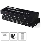 2x4 HDMI Splitter HDMI Switch Splitter 4 Out 2 in, NEWPOWER 2 in 4 Out HDMI Splitter with SPDIF Audio 3.5mm, Support HD 4K, 3D, 1080P
