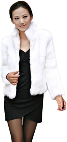 Perman Womens Winter Coat, Faux Fur Soft Long Sleeve Stand Collar Fashion Outerwear