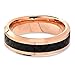Tungsten Wedding Band Ring 6mm for Men Women Comfort Fit 18K Rose Gold Plated Plated Black Carbon Fiber Beveled Edge Polished