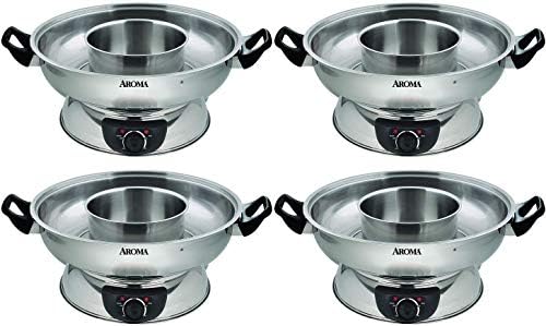 Aroma Stainless Steel Hot Pot, Silver (ASP-600) (4-(Pack))