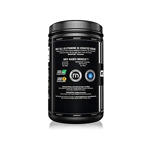 KAGED MUSCLE, LGlutamine Powder 500 Gram, Vegan, Support Muscle