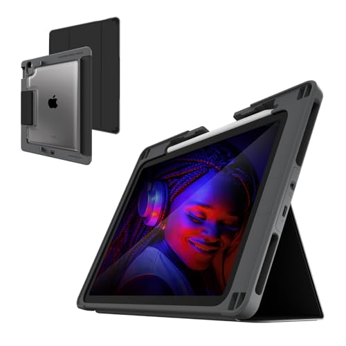 STM Goods Dux Ox Schutzhülle für iPad (A16/10. Gen), super Schutzhülle mit integriertem 3,5-mm-AUX-Klinkenstecker, durchscheinende Rückseite, langlebig und wasserabweisend, integrierter Speicher für