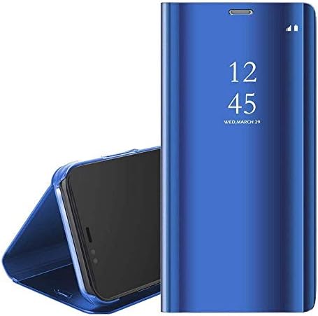 mobbysol® - Huawei Honor NOVA 3I Cases Anti Skid Clear View Mirror Flip Cover Case for Huawei Honor NOVA 3i (Blue)