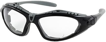 Fuselage Reader 250-51-0020 Full Safety Readers, Foam Padding, Clear Lens and Anti-Scratch/FogLess Coating, 2.00 Diopter, Large, Black Frame