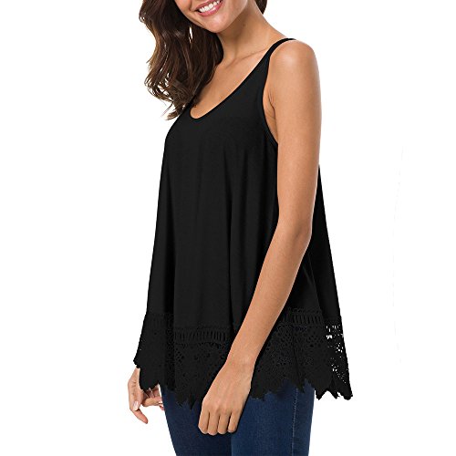 image for WEUIE Womens Tops Hot Sale Womens Lace Casual Sleeveless Blouse Hollow