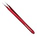 Tweezees Precision Red Stainless Steel Tweezers | Professional Slant Tip & Splinter Tip Tweezer | Extra Sharp Hair Removal Tool | For Eyebrow Shaping