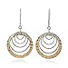Two Tone Graduated Hoops Dangle Earrings 925 Sterling Silver & 14k Gold Filled Cascading Circles