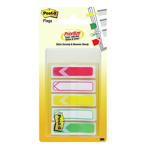 Post-it Prioritization Flags, Sticks Securely and Remove Cleanly Without Damaging Documents, 0.47 in. x 1.7 in, (684-ARR-RYG)