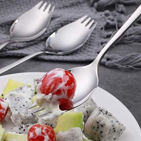 Sporks, 8-Pack YFWOOD 18/10 Stainless Steel Sporks, 7.4 Inches Salad Spoon, Fruit Dessert Fried Rice Pasta Forks - Image 3