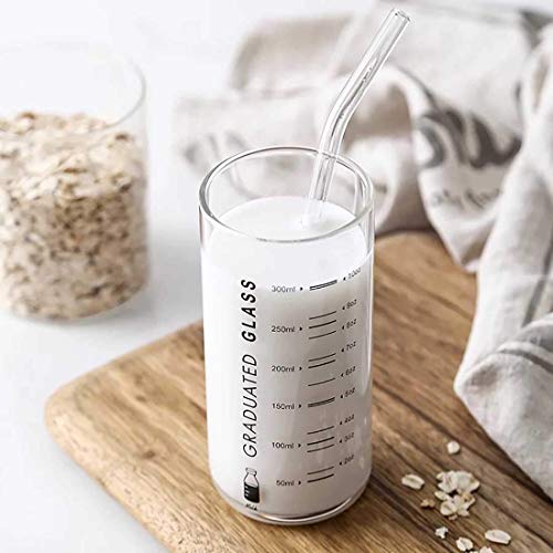 2PCS Glass Measuring Cup, 10 Ounces/ 300 ml Graduated Measuring Cup Shot Glass in Kitchen, High Borosilicate Glass Measure Bowls for Water,Wine, Hot or Cold Liquid, Microwave, Oven Safe (Clear, 1 Cup)