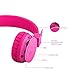 Kids Bluetooth Headphones Foldable Volume Limiting Wireless/Wired Stereo On Ear HD Headset with SD Card FM Radio in-line Volume Control Microphone for Children Adults (Pink)