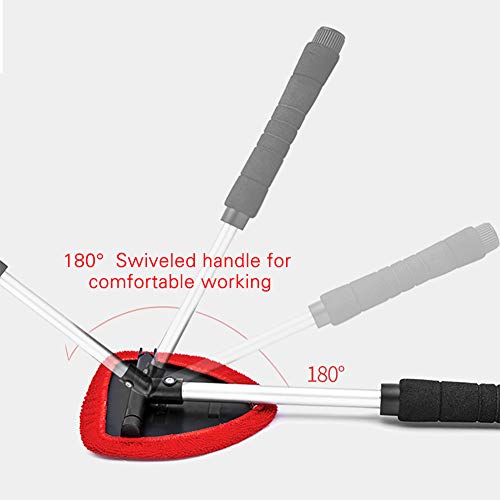 URlighting Windshield Cleaner Brush Tool - Extendable Handle Auto Car Window Glass Cleaning Wash Kit - 2 Packs Washable and Reusable Pads