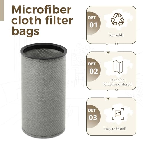 4 Pcs Replacement 10QT Vacuum Bags Reusable Micro Cloth Filter Bags Compatible photo 8