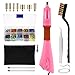 Rhinestone Hotfix Applicator Full Set - DIY Rhinestone Setter Kit Include 7 Different Sizes Tips, Tweezers & Brush Cleaning kit, 2 Pencils, and Hot-Fix Crystal Rhinestones (Pink)