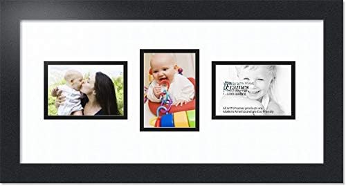 ArtToFrames Collage Photo Frame Double Mat with 3 - 3.5x5 Openings and Satin Black Frame