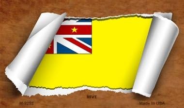 Nive Flag Scroll Novelty Metal Magnet M-9252 MINI Licence Plate Magnet