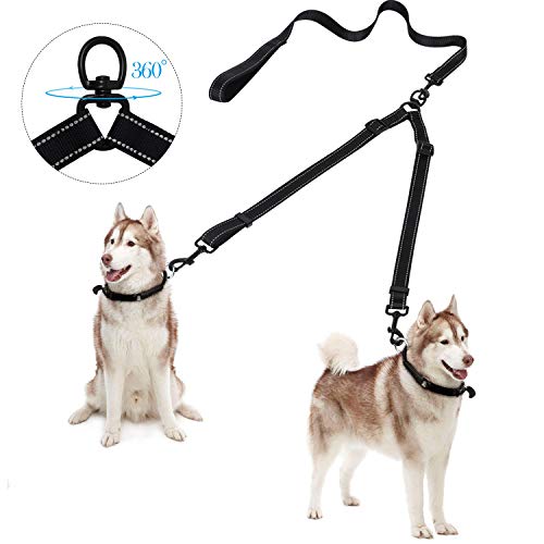 Tacobear Double Dog Leash for Two Dogs No Tangle Coupler Double Dog Dual Adjustable Splitter Lead Trainer Leash for Small Medium Large Dogs (with Handle,for 2 Small (0-50lbs) Dogs) - Thumbnail 4