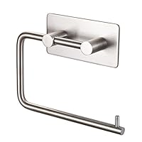 Kabter Toilet Paper Holder Wall Mount 3M Self Adhesive, Brushed Stainless Steel