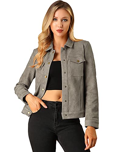 Allegra K Jacke Wildlederimitat Damen, taupe, 42