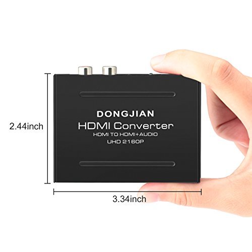 4K HDMI Audio Extractor ,HDMI to HDMI + Optical Toslink(SPDIF) + RCA(L/R) Stereo Analog Outputs Video Audio Splitter Converter Support 3D for PS4 Xbox One DVD Blu-ray Player HD TV Projector