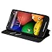 Wydan Leather Card Holder Wallet Case with Stylus Pen and Screen Protector for Motorola Moto G 2nd Gen - Black