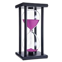 iPhyhe 45 Minutes Hourglass, Sand Timer with Black Wooden Frame (Pink Sand)