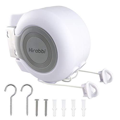 Hoxsury Retractable Clothes Line Space Saving Adjustable Rope Easy Installation Indoor Outdoor 30m Invisible Extension Cable for Balcony/Porch/Garden White