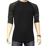 Men's Plain Athletic 3/4 Sleeve Baseball Sports T-Shirt Raglan Shirt S-XL Team Jersey Black Charcoal M