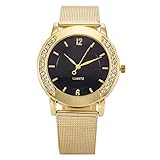 Siviki Watch, Clearance!!! New Luxury Fashion Women Crystal Golden Stainless Steel Analog Quartz Wrist Watch (Golden)