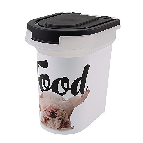 Advantus Corp Paw Prints 15 Pound Pet Airtight Food Storage Container, Carlos The Bulldog Design
