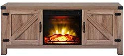 HW INNOVATION Fireplace Stand TV 58 inch Barn Door Wood Fireplace Stand up for TV's up to 65 inch Fireplace Stove Living Room Storage