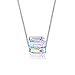 CAT EYE JEWELS Cube Crystal Necklace S925 Sterling Silver Inlay Sugar Color Square Necklace SW001