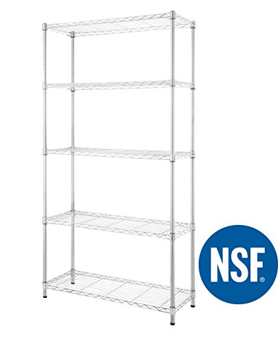 eeZe Rack ST-ETI001 HEAVY DUTY Steel Wire Chrome Shelving, Storage Rack, NSF CERTIFIED, 36x14x72-inches 5-Tier (Chrome) (NEW)