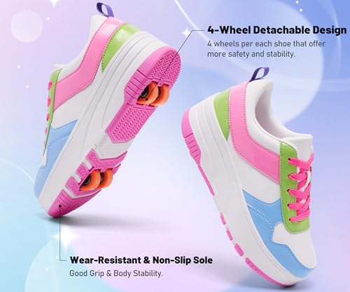 ANEFUN Kids Skating Shoes for Boys Girls Boys with Detachable Wheels