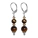 925 Sterling Silver Brown Tiger Eye Gemstone Drop Earrings Made with Swarovski Elements Crystal