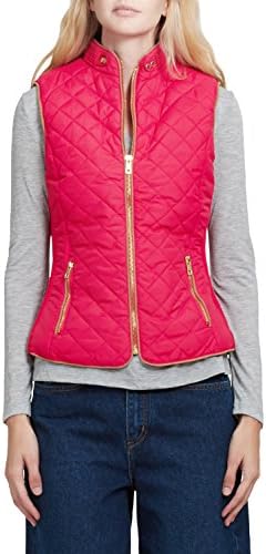 3LC Womens Quilted Stand Collar Sleeveless Puffer Vest with Pockets