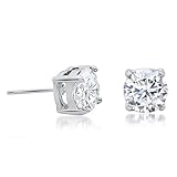 Buyless Fashion Surgical Steel Additional Push Back White Round Crystal CZ Earring