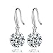 FINE&FOOK S925 Sterling Silver Naked Drill Chandelier Zirconia Diamond Hook Dangle Earrings,9mm