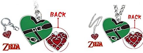 Zelda Red Heart Necklace and Keychain Bundle