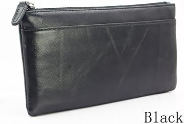 New Luxury Brand 100% Top Cowhide Leather Long Wallet Clutch Wrist bag wallets and purses card holder (black)