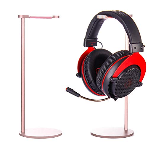 TechVibe Headphone Stand, Desktop Aluminum Headphone Holder for Bose, Beats, Sony, Sennheiser, Philips, Skull Candy, Plantronics, JVC, Gaming, DJ, Universal Headphone Compatibility – Rose Gold