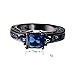 JunXin Princess Trillion &Radiant Cut Sapphire Blue Birthstone Black Gold Ring Size5/6/7/8/9/10/11(9)