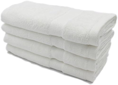 Bamboo Hand Towels Set, 700GSM Luxury Organic Antibacterial Bathroom Towels--Set of 4--White