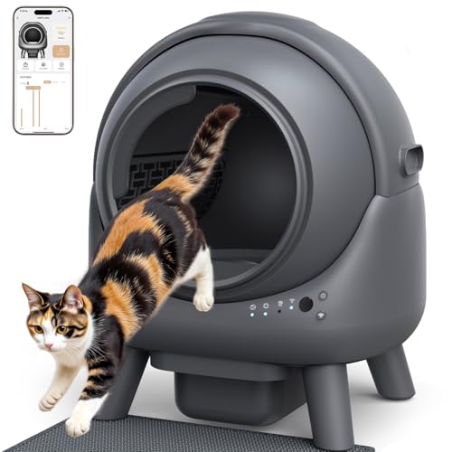 Feelneedy Self-Cleaning Cat Litter, Automatic Litter Tray, Leak-Proof/Anti-Pinching/Triple Anti-Odour/Safety/APP Control/Easy Cleaning, Maximum Capacity 65 L