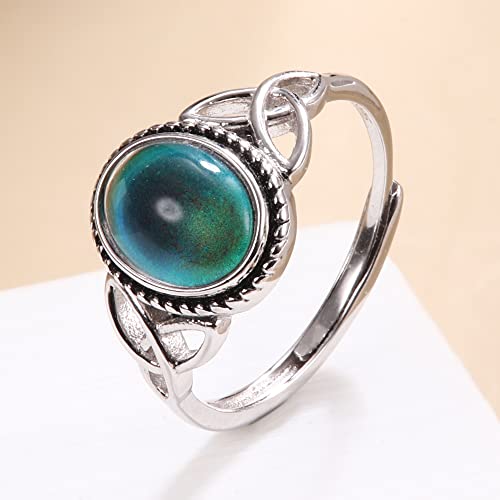 KALVICA Mood Rings 925 Sterling Silver Ring Women Adjustable Temperature Emotion Rings Color Changing Rings Jewelry Gift for Women Girls