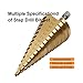 JelBo Titanium Step Drill Bit Set, HSS Cone High Speed Steel Metal Straight Groove Hole Cutting Drill Bits Sharpener, 1/4