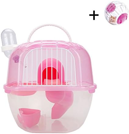 HZX Store Pet Hamster House Multiunit Plastic House Cage Small Animal Carrier Living Habitat Vacation House Gerbil Dwarf Hamster Mouse (Pink)