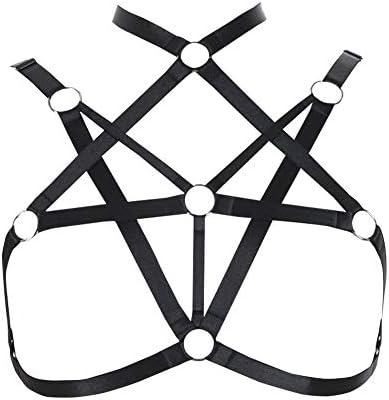 HJZLSSYS Women Harness Elastic Cupless Cage Bra Hollow Out Strappy (Style-2)
