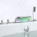 Lovedima Victoria Bathroom Waterfall Bathtub Faucet Set LED Roman Tub Filler with Handheld Shower